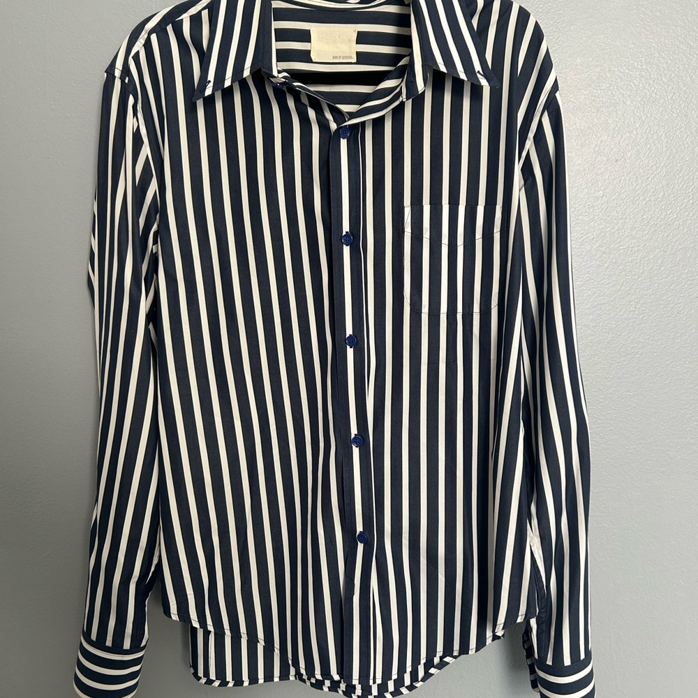 Band Of Outsiders Navy and White Striped Shirt
